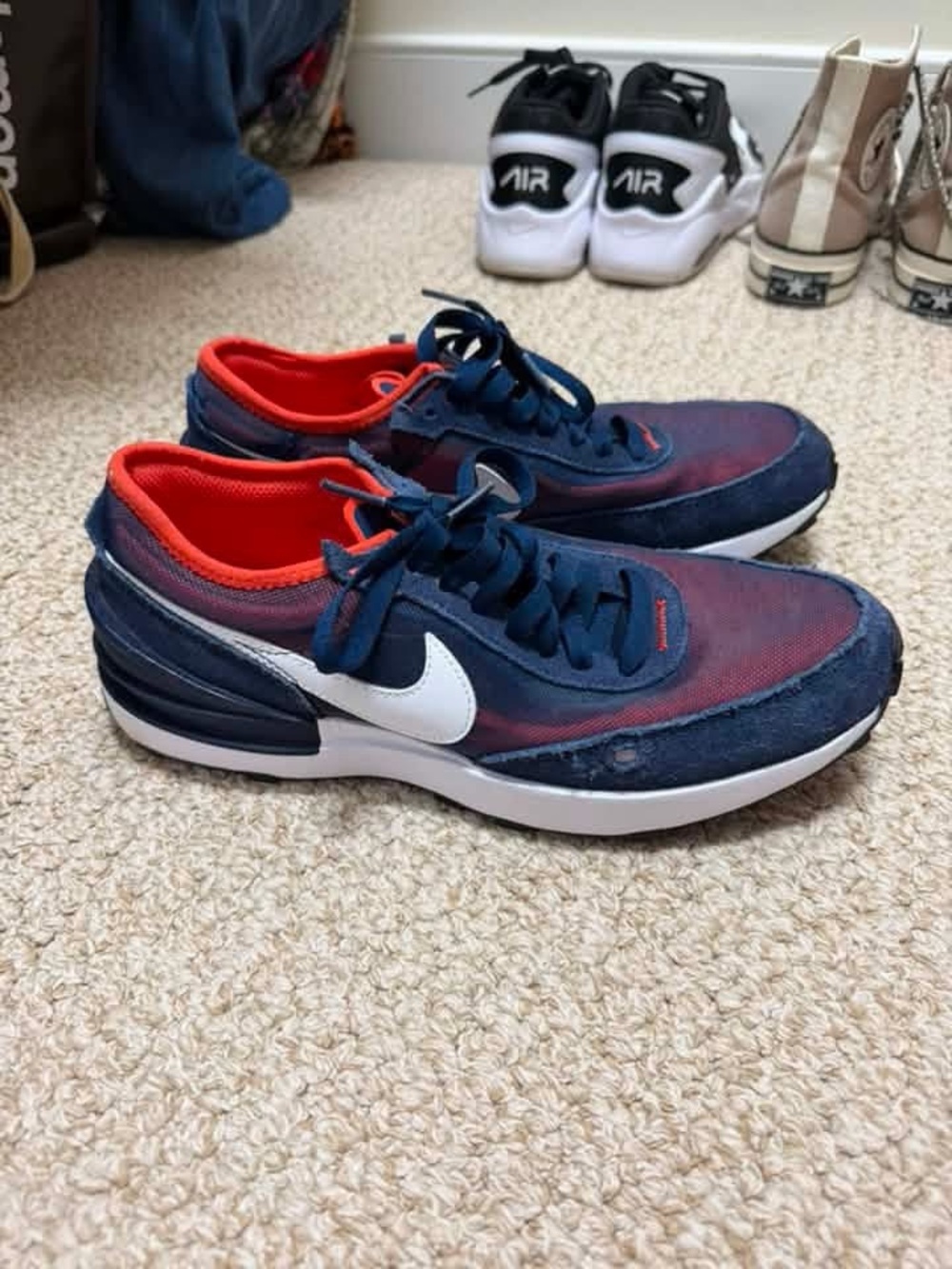 Nike Navy and Orange Sneakers with White Swoosh